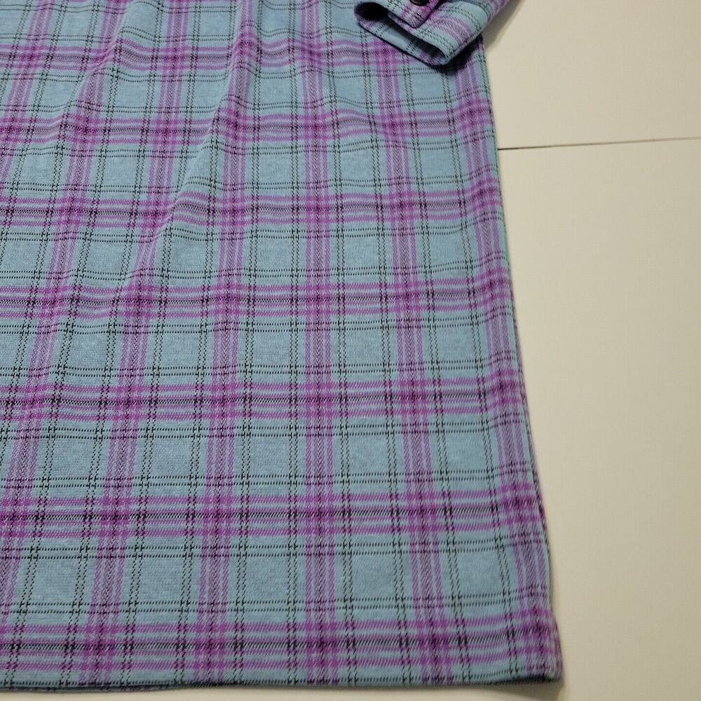 Vtg Handmade Midi Dress Womens Extra Large Blue Purple Plaid Long Sleeve Buttons - Picture 3 of 14